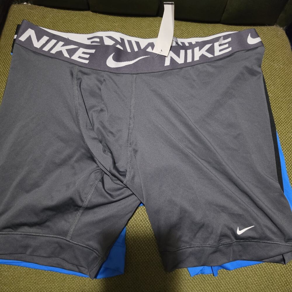 Nike Men's DriFit Boxer Briefs 3 pack Blue Black Gray Size Large